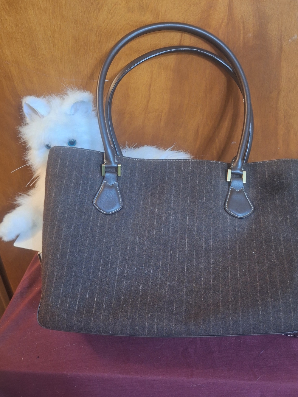 croft & barrow Brown Pinstripe Tote